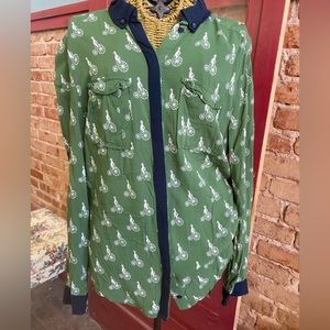 Maeve button down blouse | Green & Blue